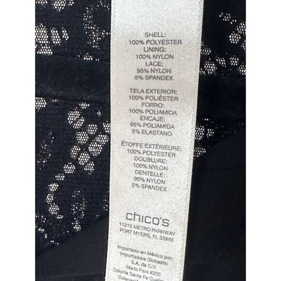 Chico’s Black Lace Back Shirt Button Up Size XL 3 Whimsy Goth - Picture 3 of 8